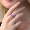 thumbnail image 6 of Gem Stone King 925 Sterling Silver Purple Amethyst and White Created Sapphire Ring for Women (3.76 Cttw, Emerald Cut 10X8MM, Gemstone Birthstone, Available in Size 5, 6, 7, 8, 9), 6 of 6