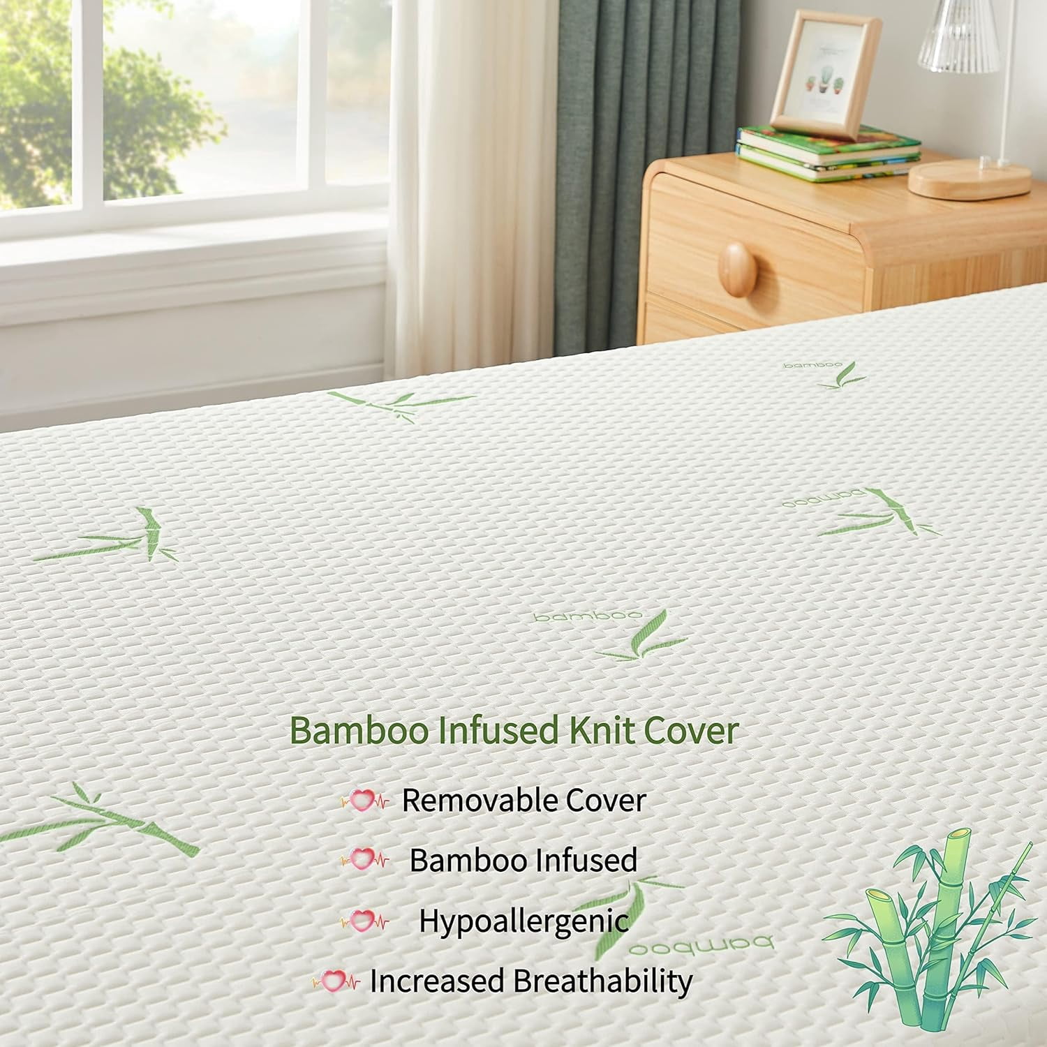 OUUI Twin Mattress, 8 Inch Memory Foam Mattress with Breathable Bamboo Cover, Medium Firm Gel Mattress for Bunk Bed, Trundle Bed, CertiPUR-US Certified
