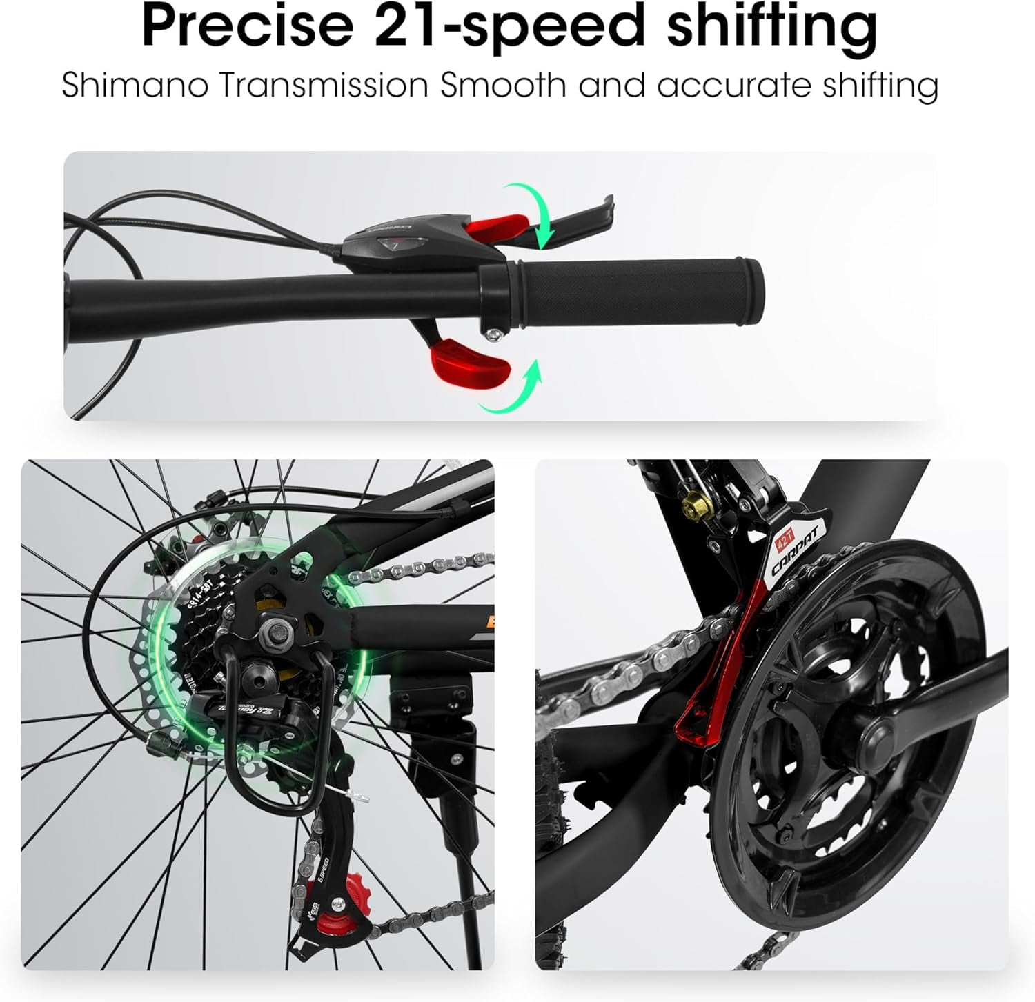 Ambifirner Mountain Bike, 26 Inch Bike,21-Speed Drivetrain, Aluminum Frame, Suspension Fork, Dual Shock Absorptio, Mechanical Disc Brakes, Ideal for Trail Riding & Touring, 85% Pre-Assembled