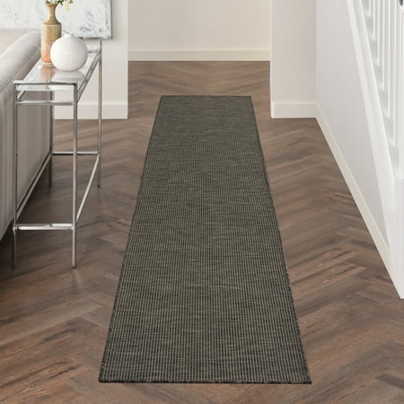 Photo 1 of 2'2"x10' Rectangle Indoor and Outdoor Loomed Solid Runner Gray - Nourison