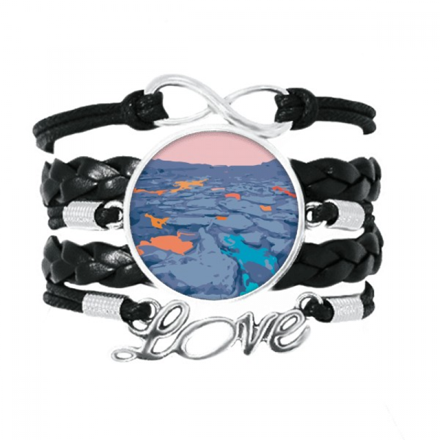 White Blue Ice Floe Create Bracelet Love Accessory Twisted Leather Knitting Rope Wristband
