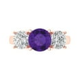 thumbnail image 2 of 3.25ct round cut purple natural amethyst 18k rose gold 3 stone Bridal Wedding Engagement Promise Anniversary Ring for Women size 3.75, 2 of 7