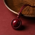 thumbnail image 7 of HOOUN Ring Bead Cinnabar Necklace Pendant Lucky Jewelry Talisman Amulet Jewelry-with Coffee Rope, 7 of 7