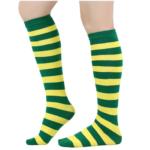 FAZVAOO Crew Socks for Women Cotton Warm Striped Socks Green