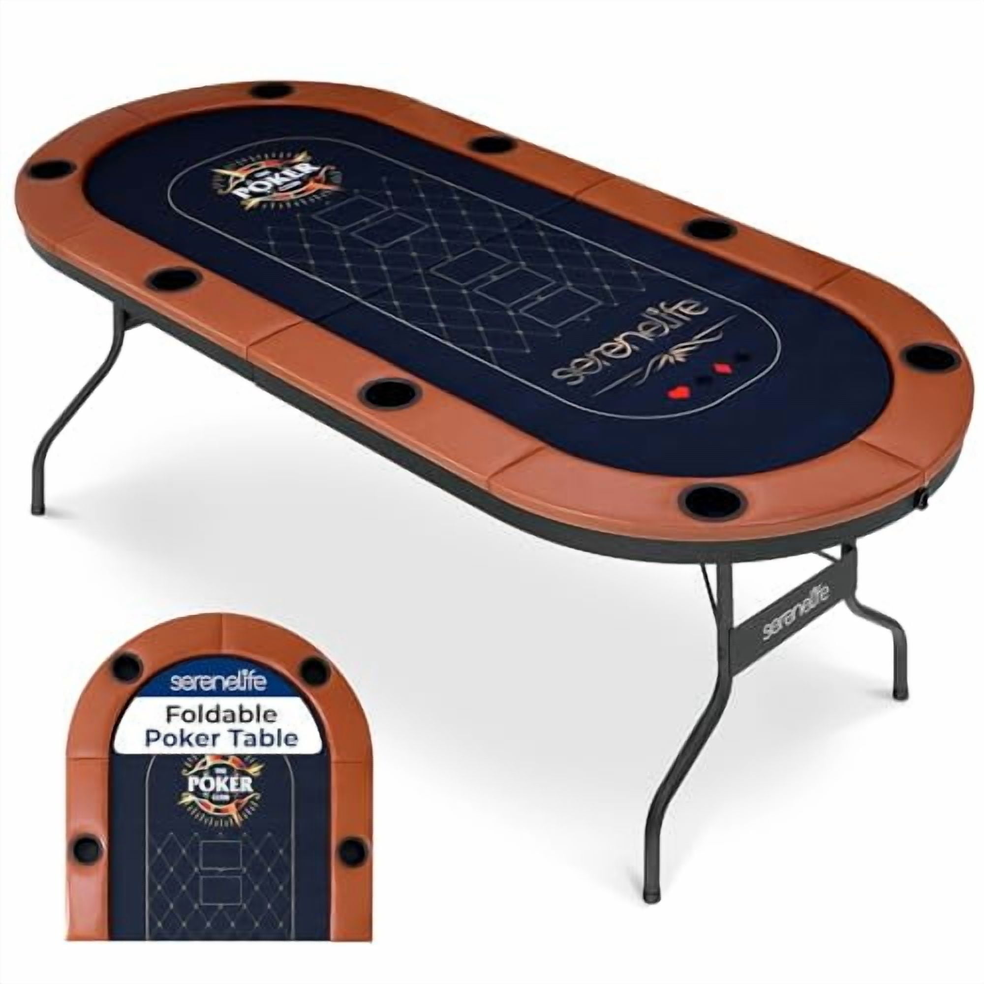 Barrington 10 Player Folding Poker Table with Steel Cup Holders