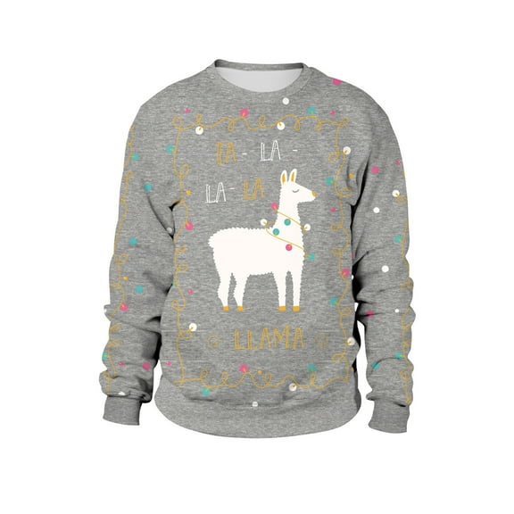 IROINNID Crew Neck Pullover Sweatshirts Comfy Christmas Clothing Loose Tops Christmas Day Long Sleeve Graphic Print Sweater,Gray