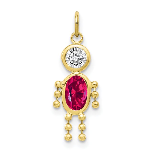 Collier Pendentif Pierre de Naissance Garçon en Or Jaune 10k