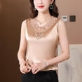 thumbnail image 2 of Youmylove Women Summer Tank Top V Neck Net Yarn Sleeveless Tank Top New Summer Fashion Lace Undershirt Satin Vset Casual Loose Vest Blouse, 2 of 4
