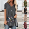thumbnail image 2 of WEIYLL Womens Tshirt Plus Size Print V-Neck Short Sleeve Long Grey Blouse Sizes M, 2 of 5