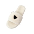 thumbnail image 3 of IEMIEMIEM Womens Fuzzy Open Toe Slippers Soft Comfy Memory Foam Heart Print Slip On Indoor House Bedroom Slides Slippers White 10 Wide, 3 of 8