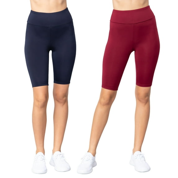 Juniors High Waist Wide Band Active Workout Biker Running Shorts Leggings
