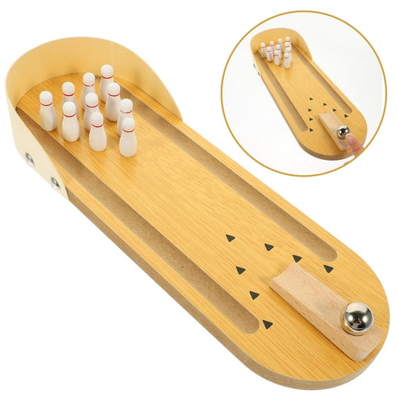 BESTOYARD Mini Bowling Set for Adults and Kids Light Brown Wooden Toy for Family Games and Activities 10.5 x 5.5 x 2.5 inches