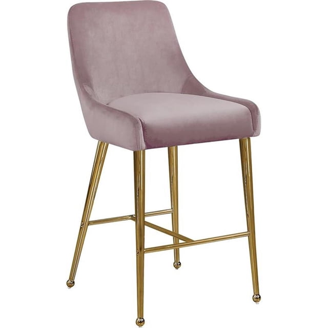 Meridian Furniture Owen Tabouret de Bar en Velours de 28 Po H Rose (Ensemble de 2)
