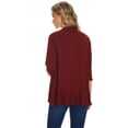 thumbnail image 6 of Spencer Women's 3/4 Sleeve Draped Ruffles Cardigans Open Front Waist Length Solid Cardigan Casual Tops "2XL, Red", 6 of 10