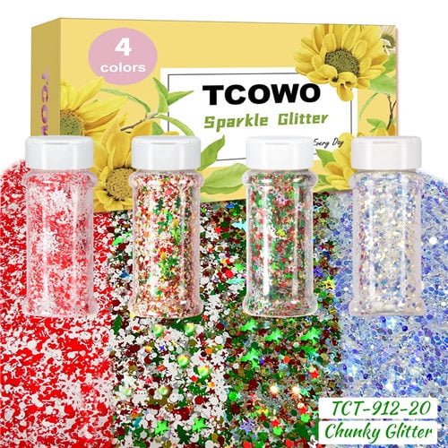 Christmas Glitter Sequins Shaker 2oz/Bottle 4 Colors One Kit Set