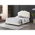 thumbnail image 2 of Modern California King Platform Bed, Shell Arc Adjustable LED Headboard, Beige, 2 of 3