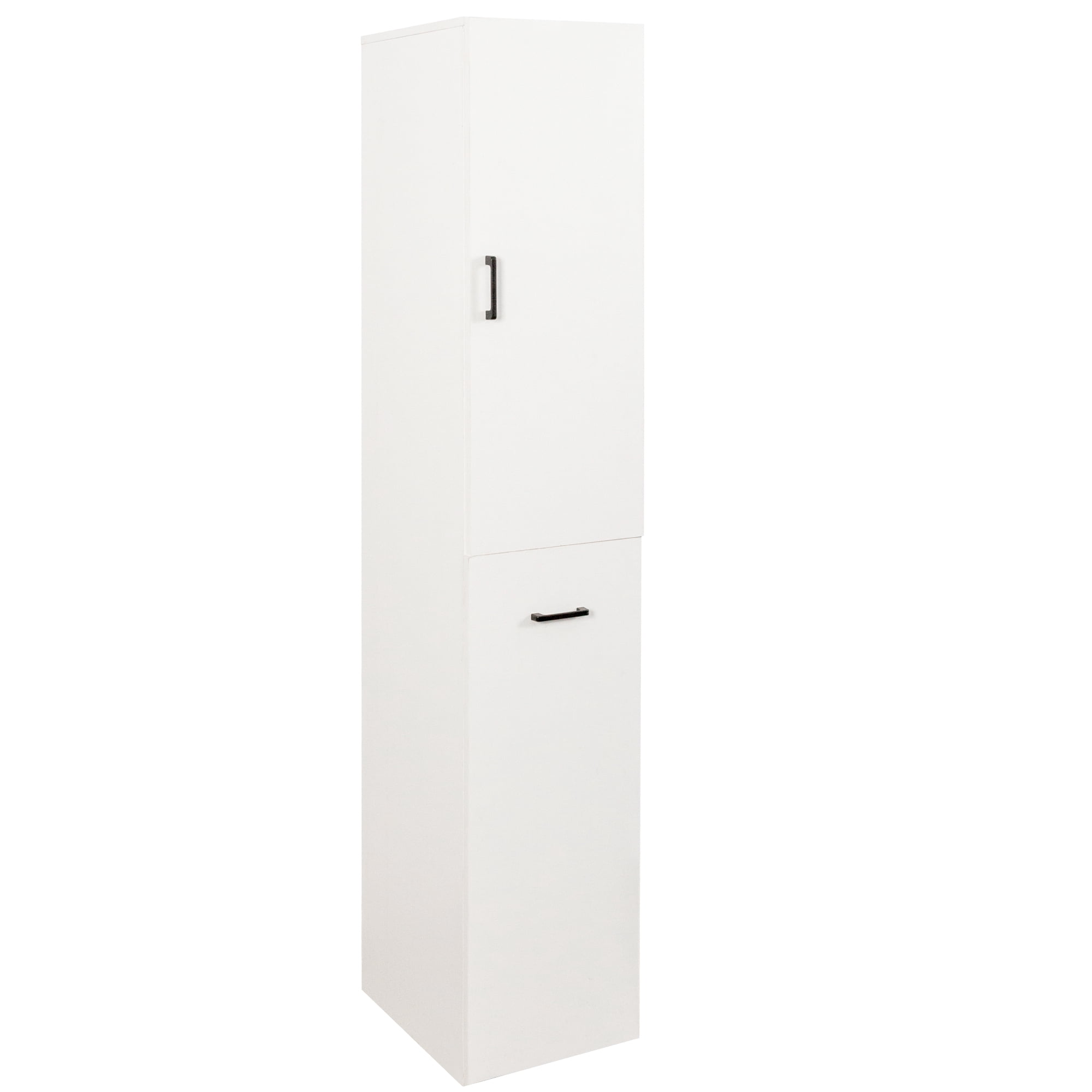 Kitchen Pantry Tall Cabinet Freestanding with 1 Door 3-Tier Pull-Out Storage Shelf, White
