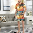 thumbnail image 7 of joogoo Men's Pajama Set Sunset Sea Island View V-Neck Pj Shorts Set 2 Piece Loungewear Sleepwear XL, 7 of 7