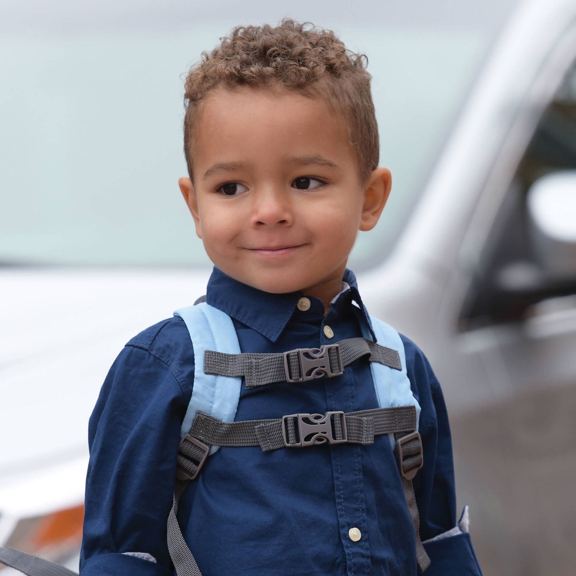 On the Goldbug Toddler Child Safety Security Harness and Monster Backpack, Blue
