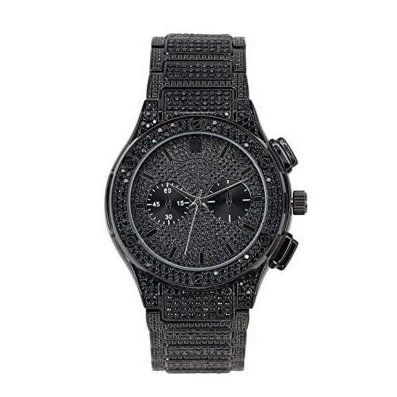 Charles Raymond Big Bling Hip Hop Watch Inspired by Name Brand - Mens Iced Look Metal Black Timepiece - ST10311 Blk Metal