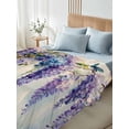 thumbnail image 4 of California King Size Flat Sheet Only, Purple Lavender Soft Brushed Microfiber Bed Sheets, Butterfly Flower Abstract Brush Artwork Hotel Quality Breathable Bedding Top Sheet, Easy Care, 105"x98", 4 of 9