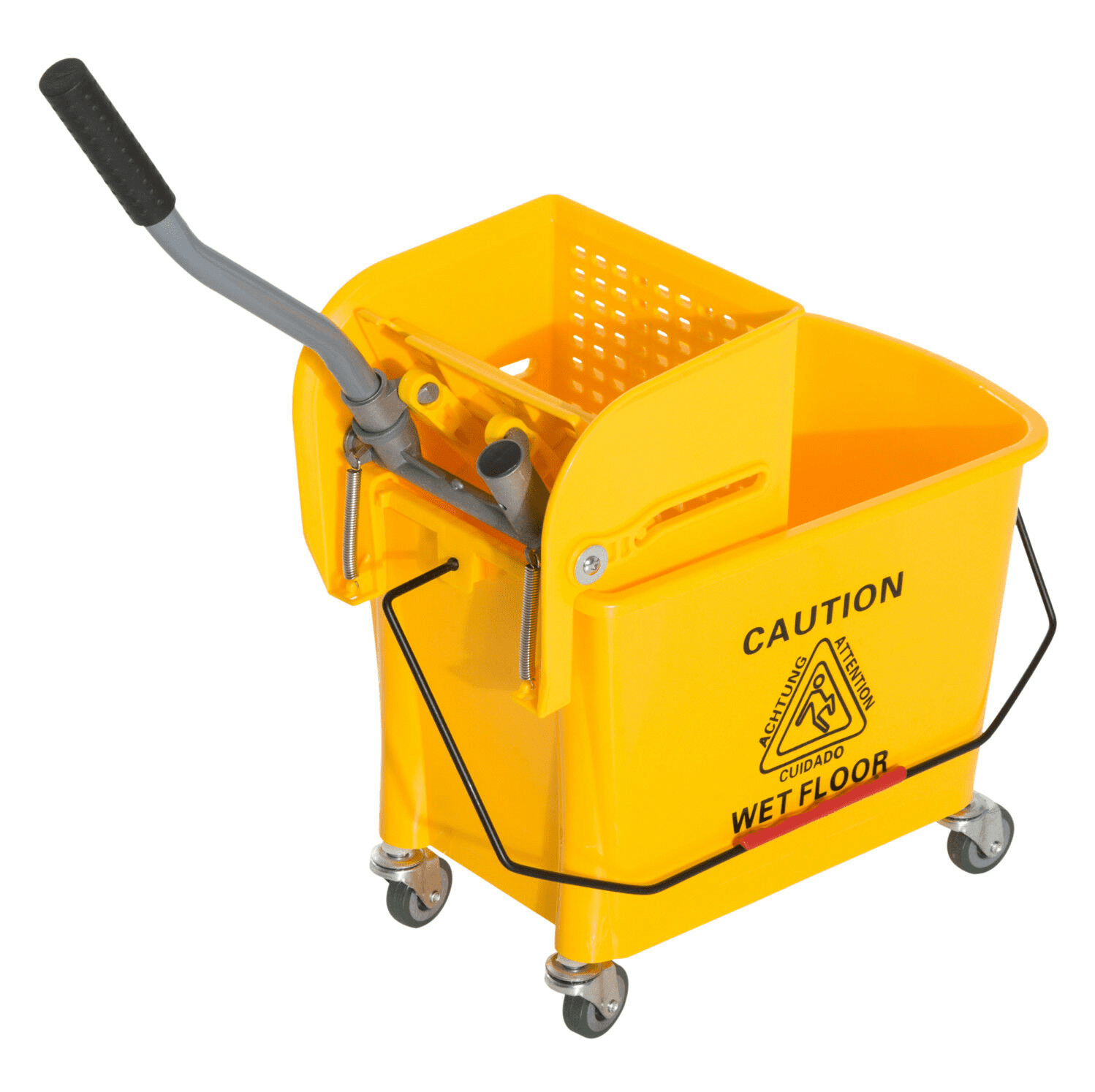 Mini Mop Bucket w/Wringer Combo 5 Gallon Commercial Rolling Cleaning Cart Yellow 