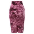 thumbnail image 3 of A2Y Women's Basic Solid Ponte Knee Length Slit Techno Span High Waist Pencil Skirt Tie-dye Red M, 3 of 3