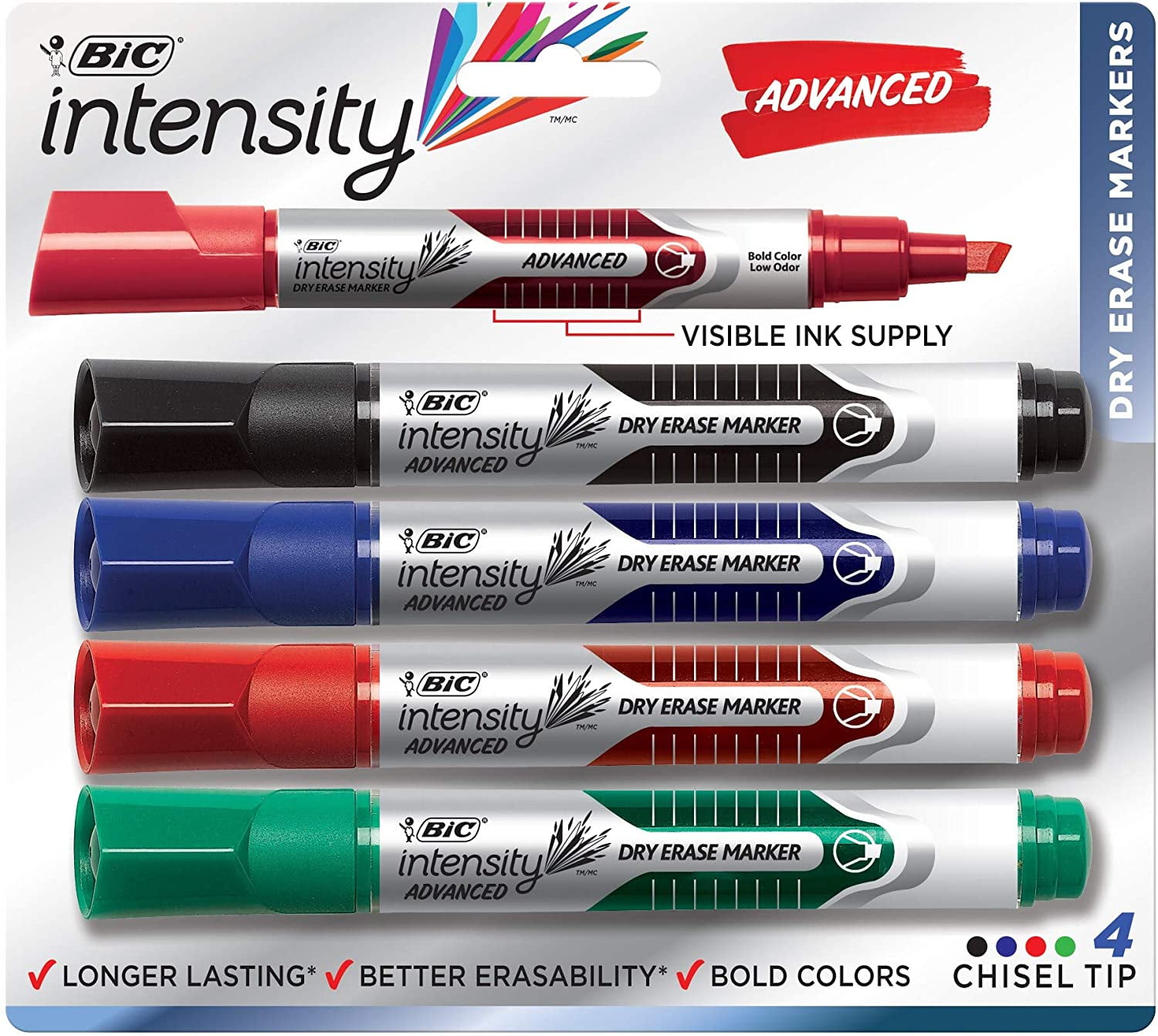 BIC GELITP41AST Magic Markers Liquid Ink Dry Erase Markers, Assorted