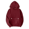 thumbnail image 3 of BXINGOHAI Womens Hoodies Pullover Sweatshirts Long Sleeve Hoodie With Front Pocket Wine,S, 3 of 8