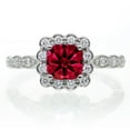 thumbnail image 2 of 2.50 Carat Ruby 6mm Princess Cut And Moissanite Diamond Halo Bridal Ring Set on 10k White Gold, 2 of 2