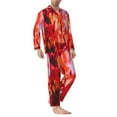 thumbnail image 3 of Kll Autumn Maple Leaves Sleepwear Mens Flannel Pajamas,Long Cotton Pj Set, 3 of 9