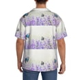 thumbnail image 5 of KLL Lavender and Butterfly Print Men's Shirt Short Sleeve Button Down Summer Cuba Beach Shirts- Medium, 5 of 7