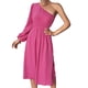 thumbnail image 2 of Vestido Casual, Cintura Alta, Un Hombro, Linterna, Manga Larga, Poliéster Para Fiestas. ANGGREK  BA1711, 2 of 5