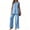 Light Blue, variant on Linen Sets for Women 2 Piece V-Neck Casual Tunic Tank Tops and Wide Leg Pants Boho Two Piece Sets Beach Vacation Leisure Wear