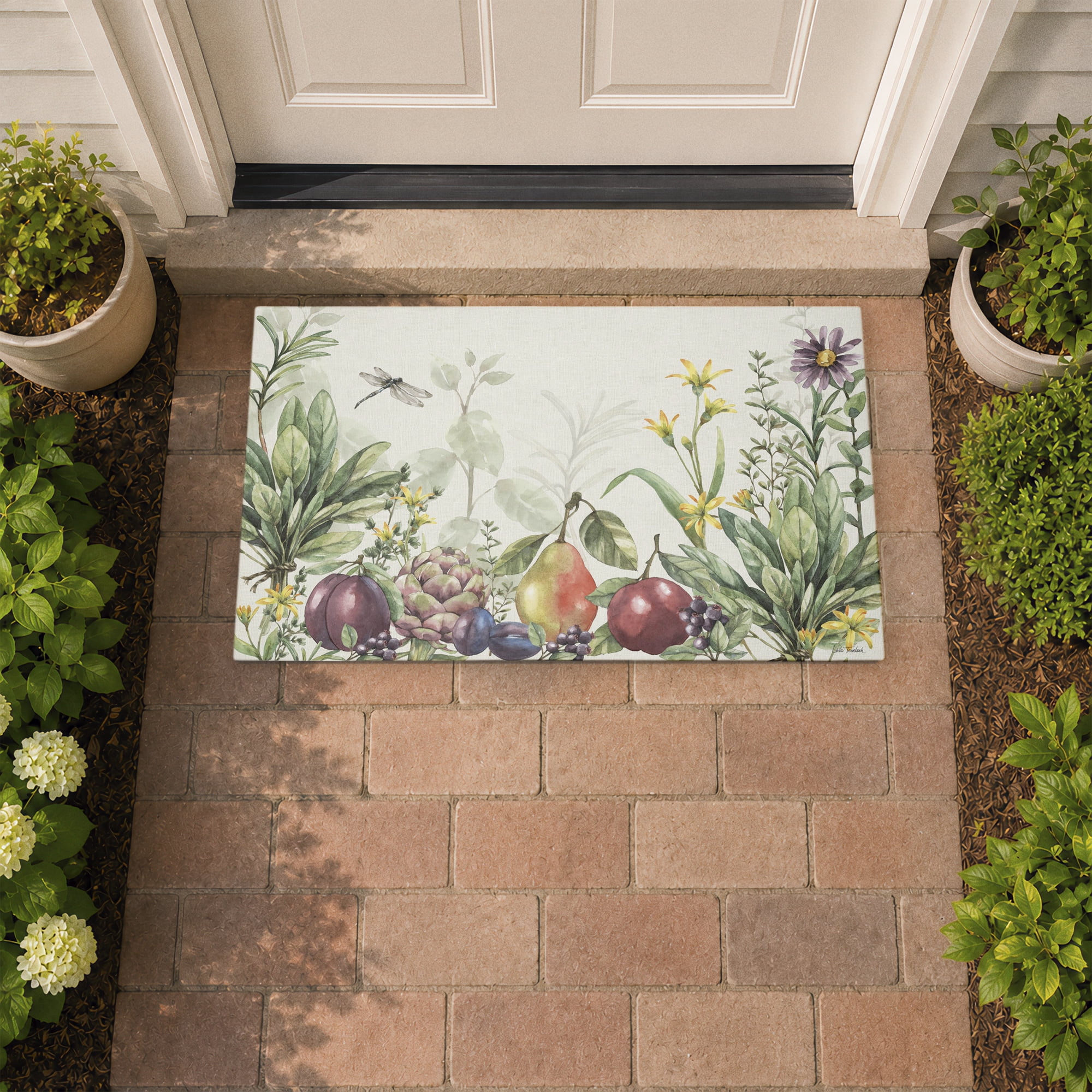 Stupell Industries Illustrated Garden with Dragonfly Printed Outdoor Door Floor Mat, design by Leslie Trimbach