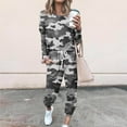 thumbnail image 2 of Womens Lounge Sets 2 Piece Outfits Long Sleeve Crew Neck Top and Pants Suits Fall Casual Loose Print Loungewear (Gray 2XL), 2 of 5