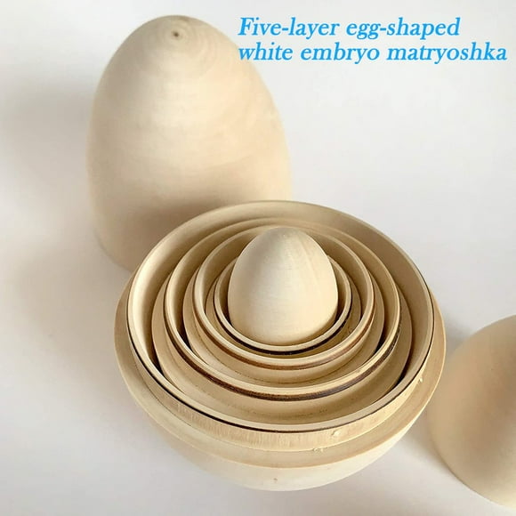 Hollow Wooden Eggs Easter Nesting Eggs Toy Wood Easter Basket Stuffers Gift 5 Hollow Unpainted Eggs Diy