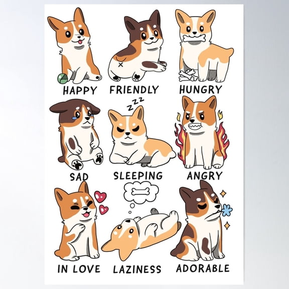 Corgi Poster UNFRAMED PAPER POSTER, Home Decor, Vintage Gift, Living Room Dercor
