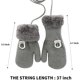 thumbnail image 2 of pares de guantes para niños y niñas, manoplas con forro polar de invierno para niños, guantes de punto gruesos y cálidos con cordón, 2 of 7