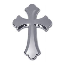 Elektroplate   Scalloped Cross OEM Chrome Emblem for Cars, Trucks, and All Auto - Universal Fit at 3.25" x 2.2" - All Weather