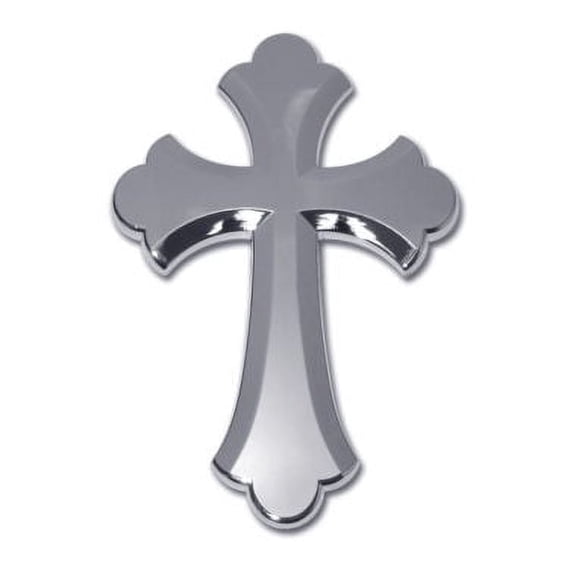 Elektroplate   Scalloped Cross OEM Chrome Emblem for Cars, Trucks, and All Auto - Universal Fit at 3.25" x 2.2" - All Weather