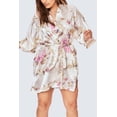 thumbnail image 4 of KIM+ONO Plus Size Short Kimonos Satin Robe for Women, Plus Size Japanese Robe, Womens Kimono Robes - Floral - Chrysanthemum & Crane - White, 4 of 4