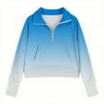 thumbnail image 4 of SGFCWSX Girls Fleece Sweatshirt Thermal Zipper Sweatshirts Kids Gradient Pullover Blue Size 5 Years, 4 of 5