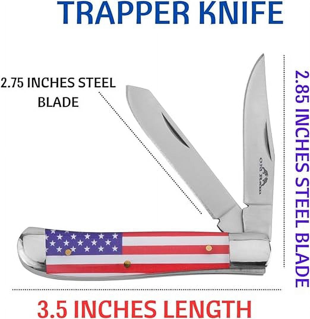Old Ram - 2PC Traditional Classic Style Folding Trapper Knife Holiday Gift Set (USA)
