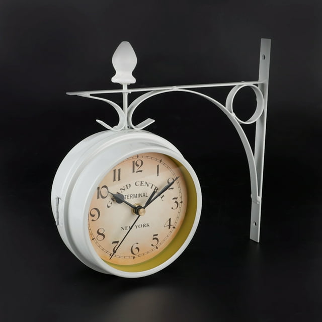 Living Room Silent Metal Home Decoration Samfox Retro Wall Clock Double-sided Clock