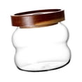 thumbnail image 2 of Tarro de vidrio transparente con tapa de madera para condimentos y alimentos. Hilo de 340ML, 2 of 9