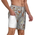 thumbnail image 3 of Picia Funny Chicken pattern Mens Swim Trunks with Compression Liner Stretch Beach Shorts Quick Dry with Zipper Pockets No-Chafing Board Shorts-3X-Large, 3 of 9