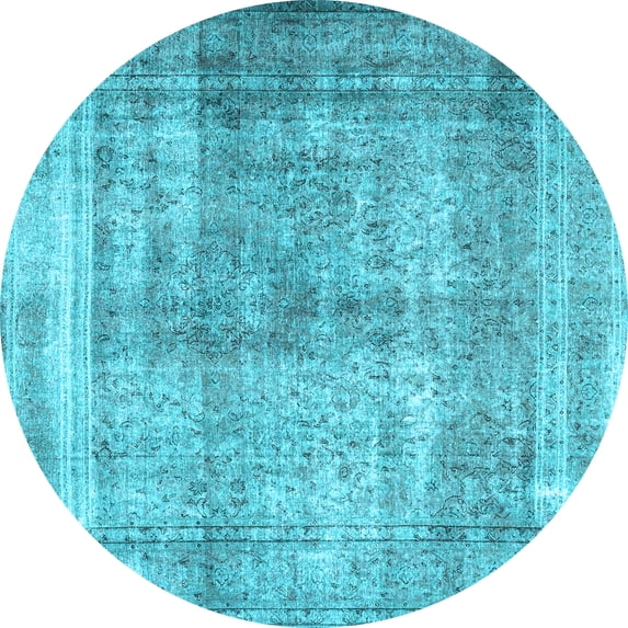 Ahgly Company Indoor Round Persian Light Blue Traditional Area Rugs, 4' Round