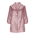 thumbnail image 4 of Ashirexll Summer Tops for Women, Solid Color Elegant Button Down 3/4 Sleeve Top Shirts, 4 of 7