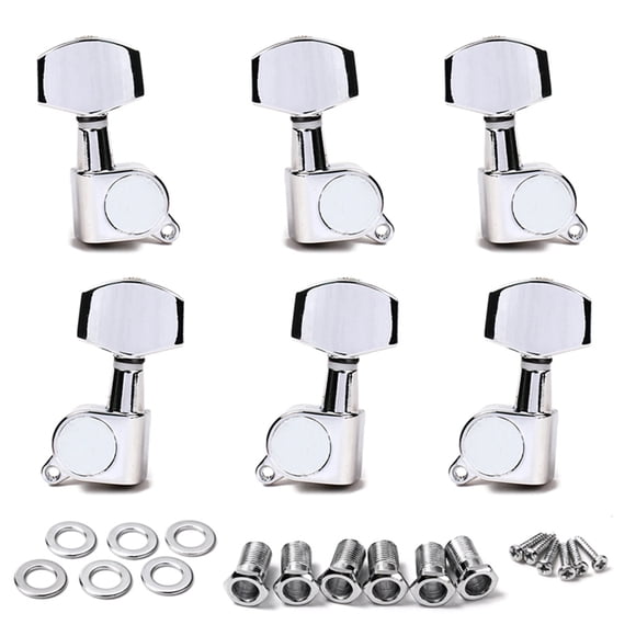 SEWACC Electric Guitar Tuning Keys Silver 6-Pcs Set for Guitar Accessories
